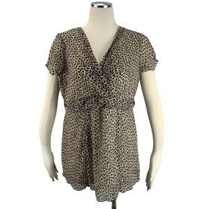 Motherhood Maternity Large blouse Brown White Shor